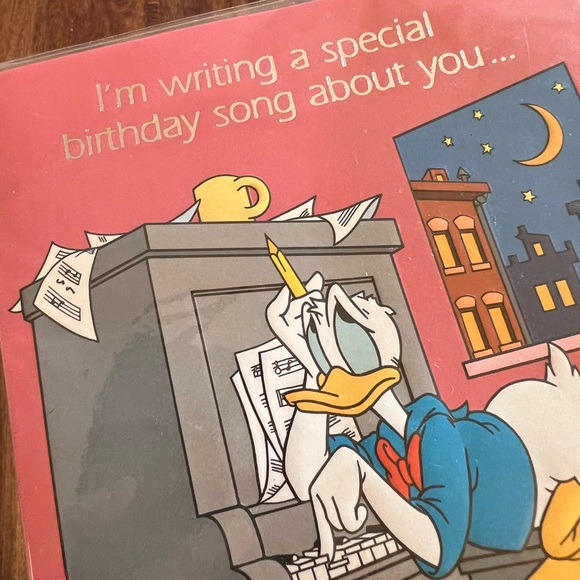 Walt Disney Productions Donald Duck Pluto Vintage Birthday Greeting Card MUSICAL - Picture 2 of 6